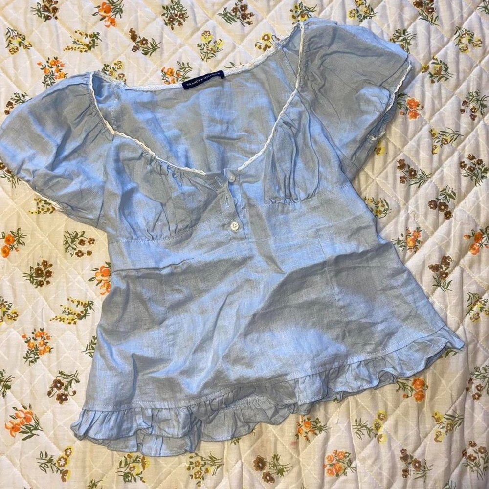 Brandy Melville Blue Linen Top